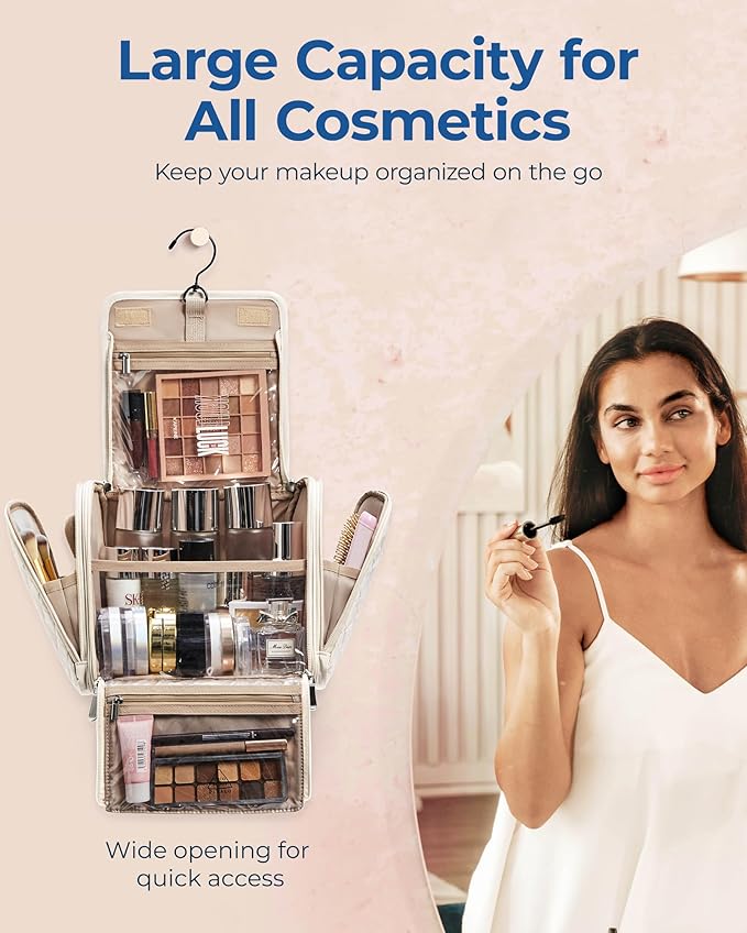 BAGSMART Travel Toiletry Bag, Large Capacity Cosmetic Bags - Image 3