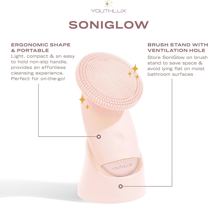 SoniGlow Silicone Face Scrubber/Facial Cleansing Brush – Electric Vibrating - Image 6