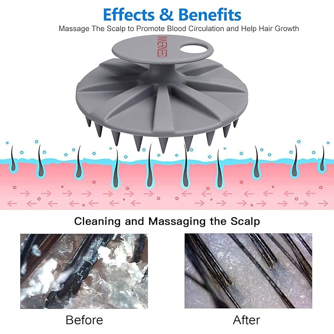 INNERNEED One-piece Scalp Massager Shampoo Brush, Wet & Dry Scalp Care Head - Image 3