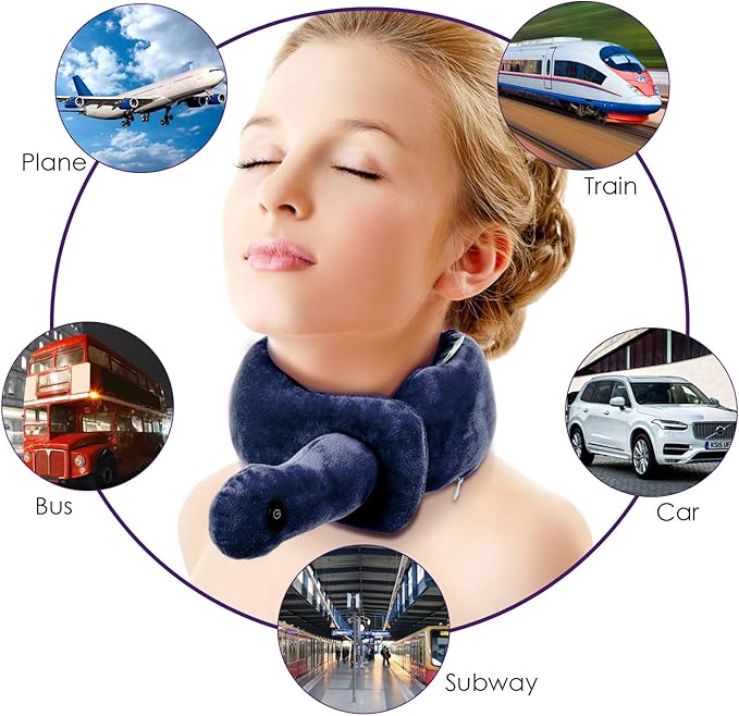 Travel Neck Pillow with Vibration Massage, Battery Operated Adjustable Airplane - Image 5