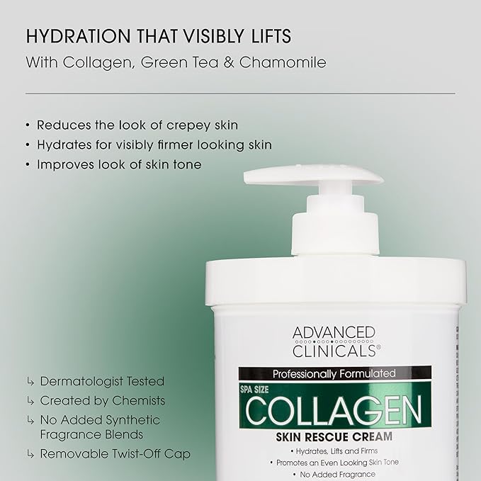 Advanced Clinicals Collagen Cream + Puffy Eye Face Serum 2pc Set | Collagen - Image 2