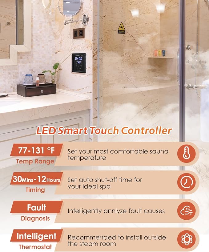 Steam Shower Generator Kit 6KW for Bath Sauna SPA, Aromatherapy Steam Head - Image 3