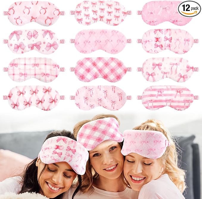 Cuffbow 12 Pcs Plush Sleeping Eye Masks Bulk Comfortable Sleep Eye Cover Mask by Cuffbow