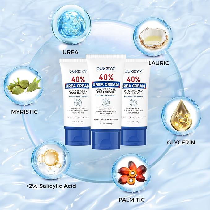OUKEYA Urea Cream 40 Percent Tube 3 Oz, Urea Foot & Hand Cream - Image 3