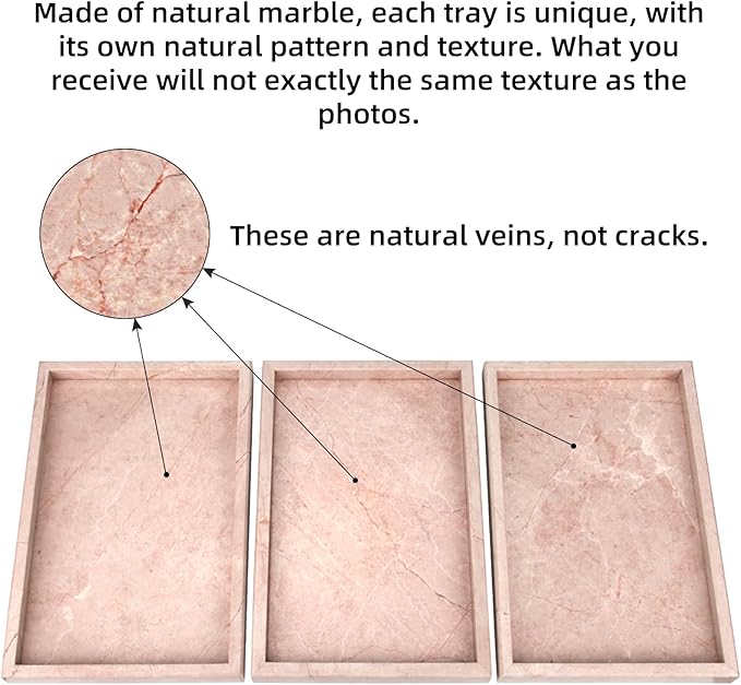 Marble Bathroom Vanity Tray, Natural Luxury Vanity Home Kitchen Bathroom Table - Image 4
