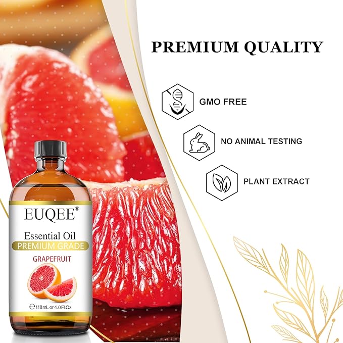 EUQEE Grapefruit Essential Oil 118mL Pure Grapefruit Oil, Large Capacity - Image 3