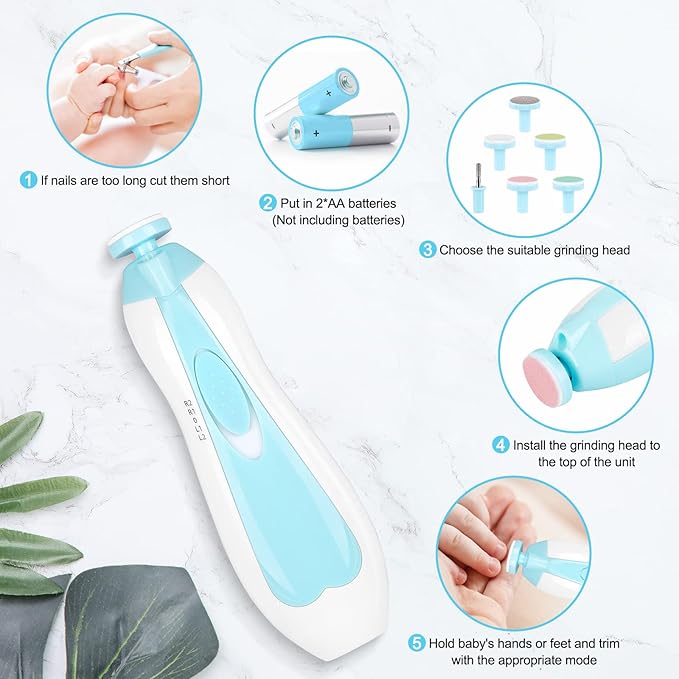Electric Nail File Drill for Baby No Sharp Claws Hurt, 6 in 1 Safety Cutter - Image 6