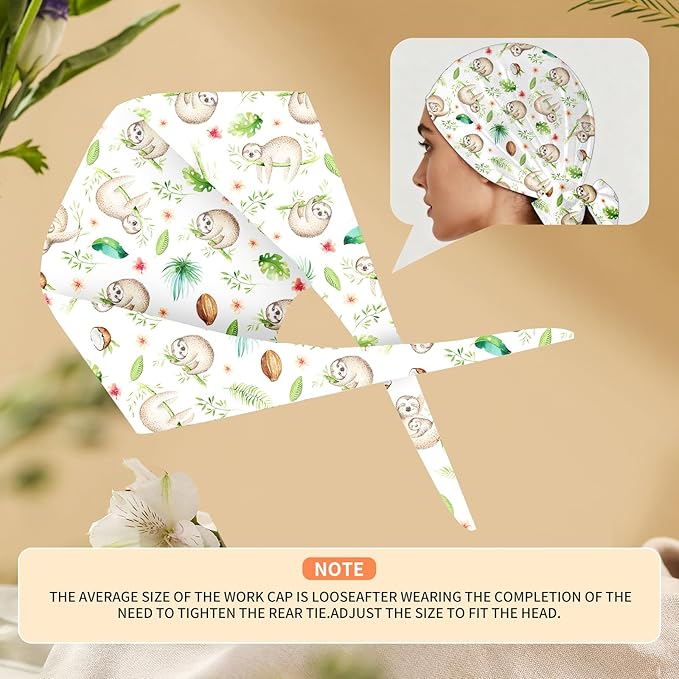 Adjustable Scrub Cap with Buttons & Sweatband, Working Hat with Elastic Tie Back - Image 5