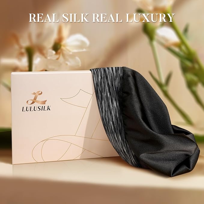 LULUSILK Mulberry Silk Lined Sleep Cap, No More Frizzy Tangled Hair, Stay On - Image 7