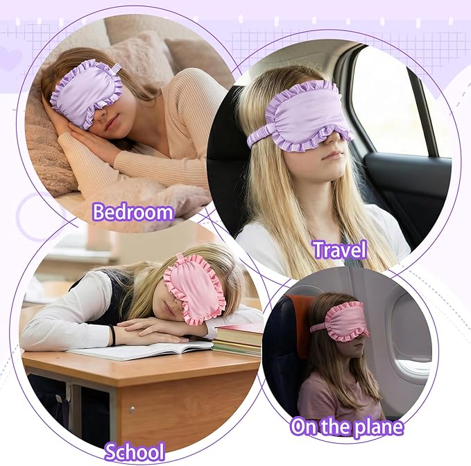 2 Pcs Silk Eye Mask with Adjustable Strap, Ultra Soft Sleep Mask Eye Cover - Image 5