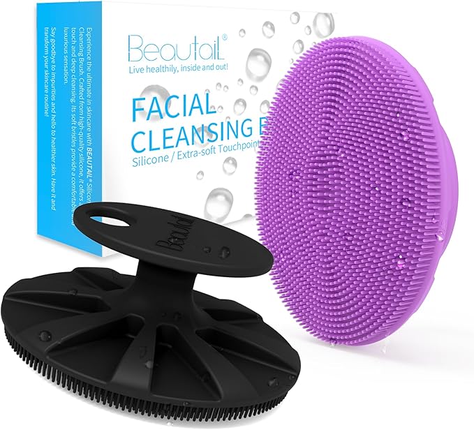 BEAUTAIL Silicone Face Scrubber 2 Pack, Manual Facial Cleansing Brush, Gentle - Image 7