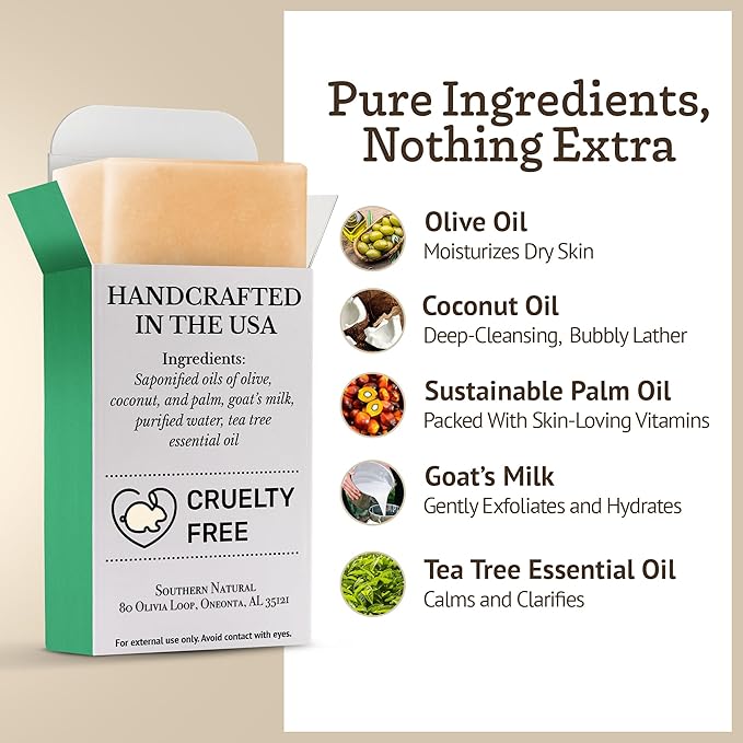 Southern Natural Goat Milk Soap Bar Face & Body Soap - Image 3