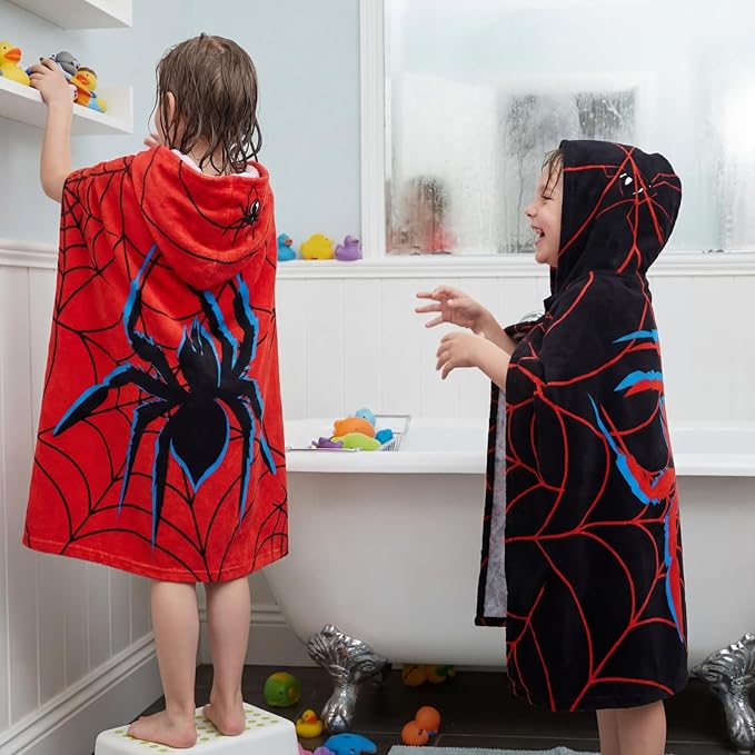 Peryiter 2 Pcs Spider Hooded Towel Bath Beach Quick Dry Towels Swimming Bath - Image 6