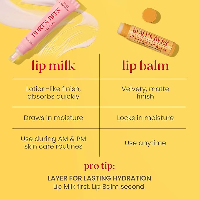 Burt’s Bees Lip Milk, Daily Lip Moisturizer, Sweet Strawberry, Vitamin Enriched - Image 6