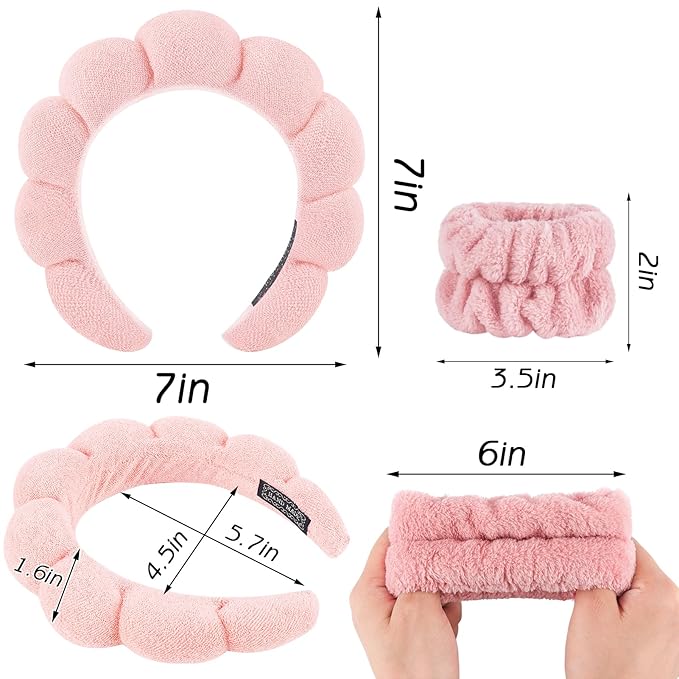 Zkptops Spa Headband for Washing Face Wristband Set Sponge Makeup Skincare - Image 6