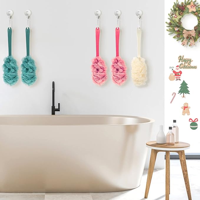 Back Scrubber for Shower, Qewro Loofah on a Stick as Shower Brush Exfoliating - Image 7