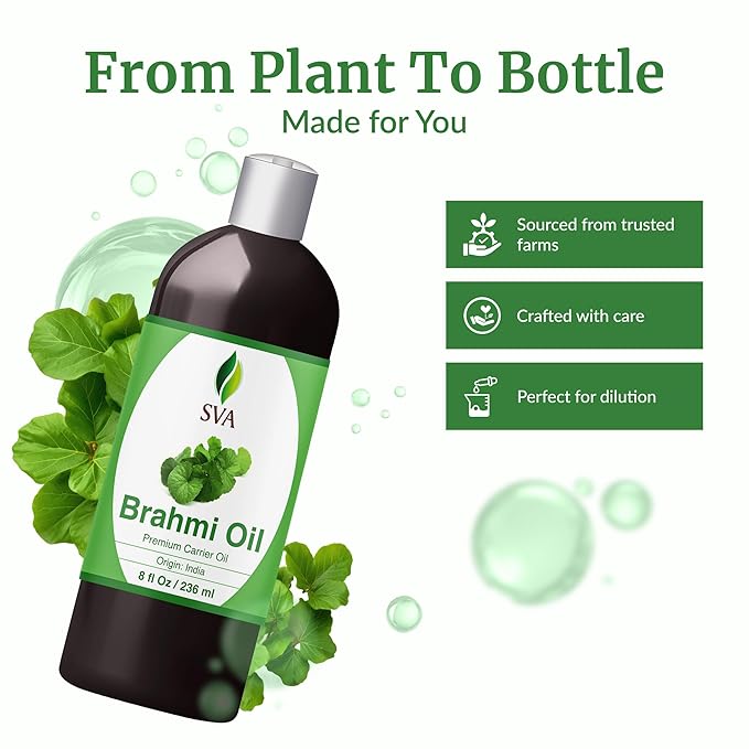 SVA Brahmi Oil - 8 Fl Oz – 100% Natural Cold Pressed Brahmi Oil - - Image 4