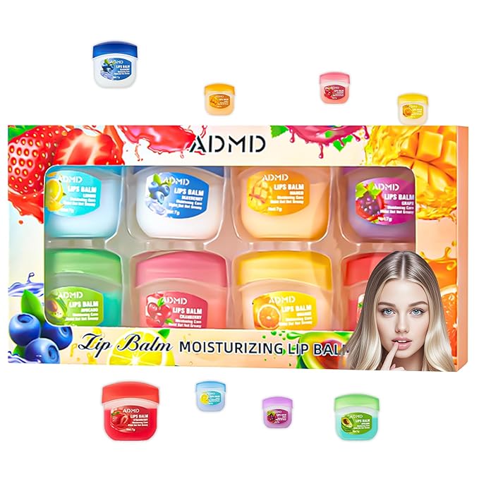 Lip Balm Lip Moisturizing Set 8 kinds of fruit flavor lip mask, 4-in-1 lip care by Break+The+Waves