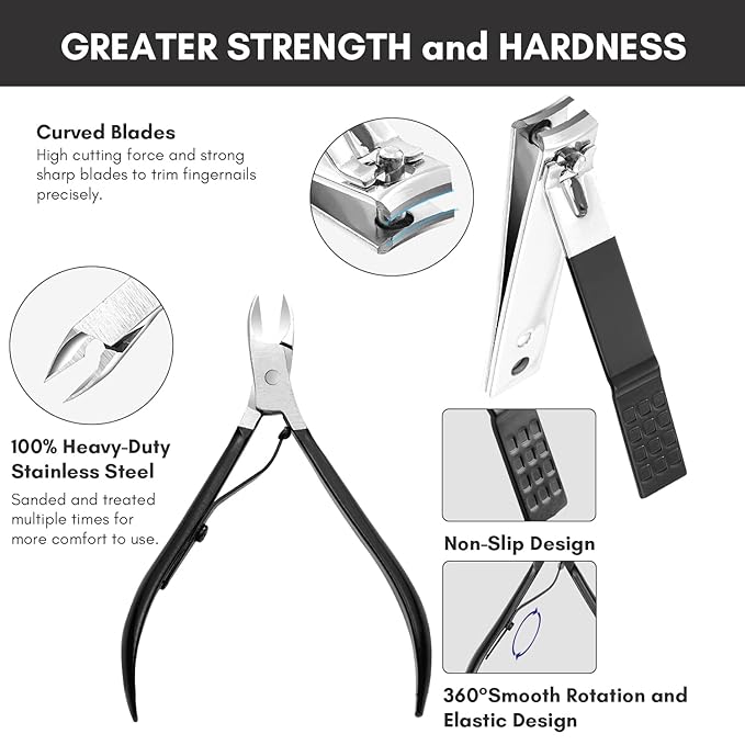 FAMILIFE Nail Kit, Professional Manicure Set Manicure Kit Nail Clipper Set - Image 2