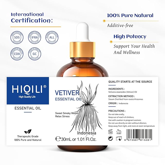 HIQILI 1 Fl Oz Vetiver Essential Oil, 100% Pure Natural - Image 7