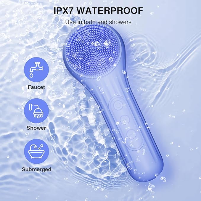 Silicone Face Scrubber, Waterproof Electric Facial Cleansing Brush - Image 4