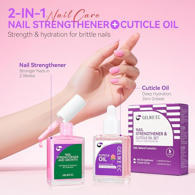 Gelike EC Nail Care Gift Set: Pink Fingernail Nail Growth Treatment & Peach - Image 2
