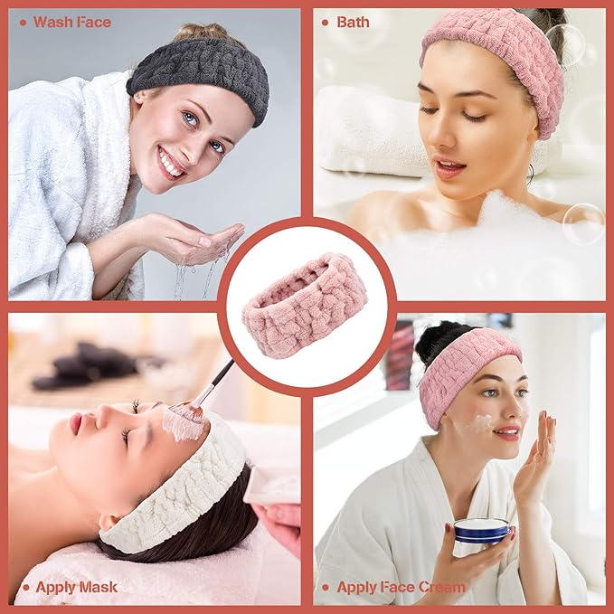 Chuangdi 3 Pieces Spa Headband for Women Facial Makeup Headband Soft Terry - Image 6