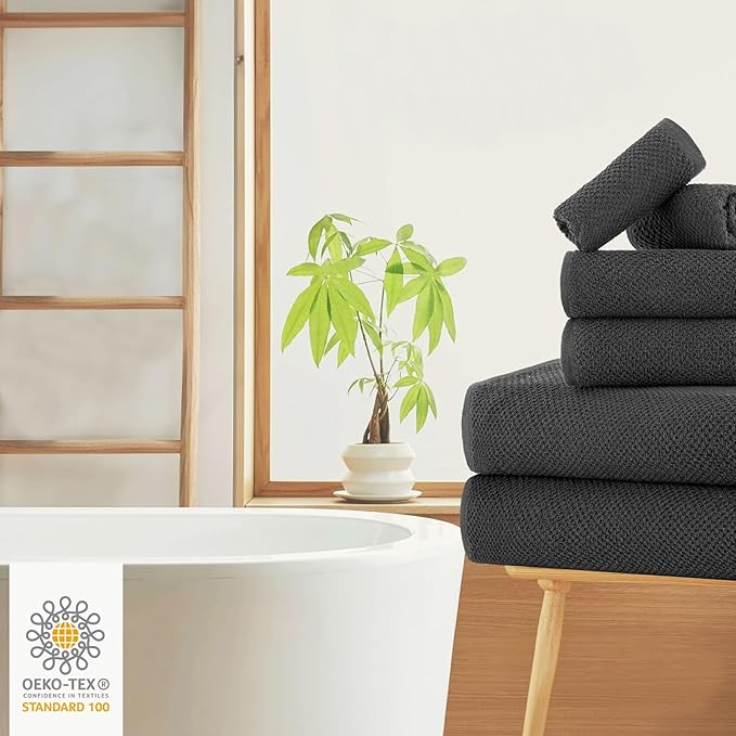 CASA COPENHAGEN EcoPop 6Pcs 100% Cotton Large Designer Towels Gift Set- Pine - Image 7