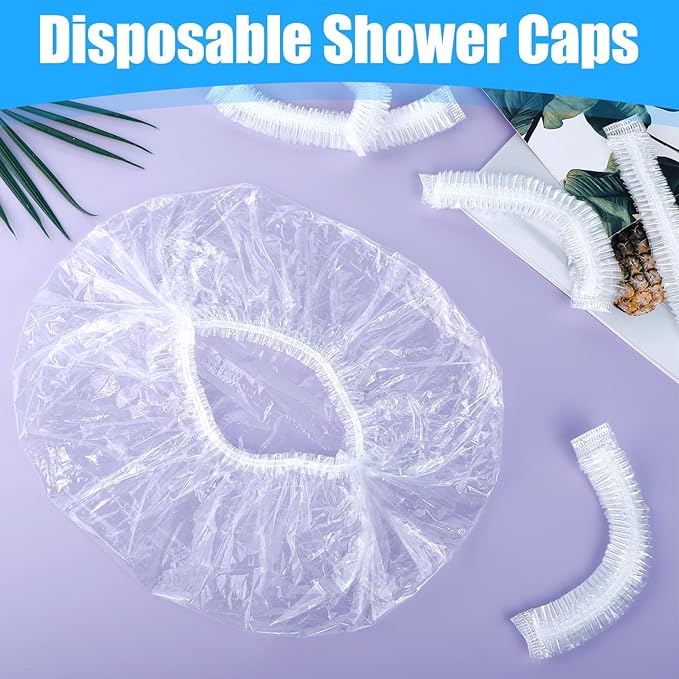 200 Pcs Disposable Shower Caps, 17 Inch Waterproof Plastic Shower Cap - Image 5