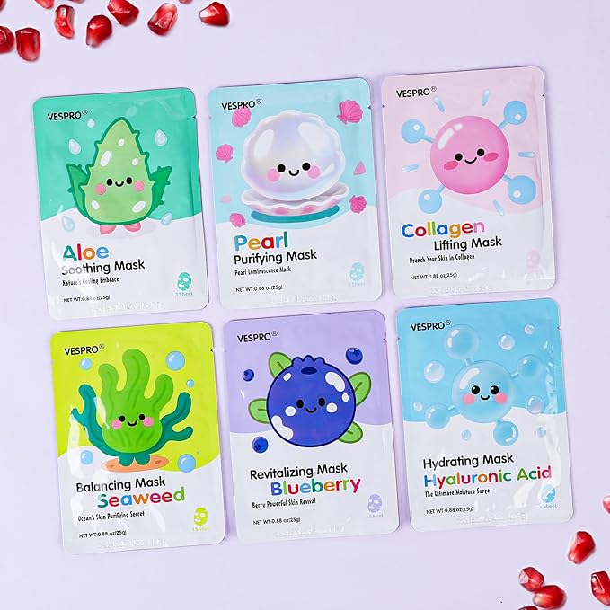 84 Pack Bulk Sheet Face Masks Skin Care, Hydrating and Moisturizing Collagen - Image 5