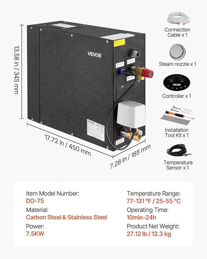 VEVOR Steam Generator, 7.5 kW Steam Shower System - Image 7