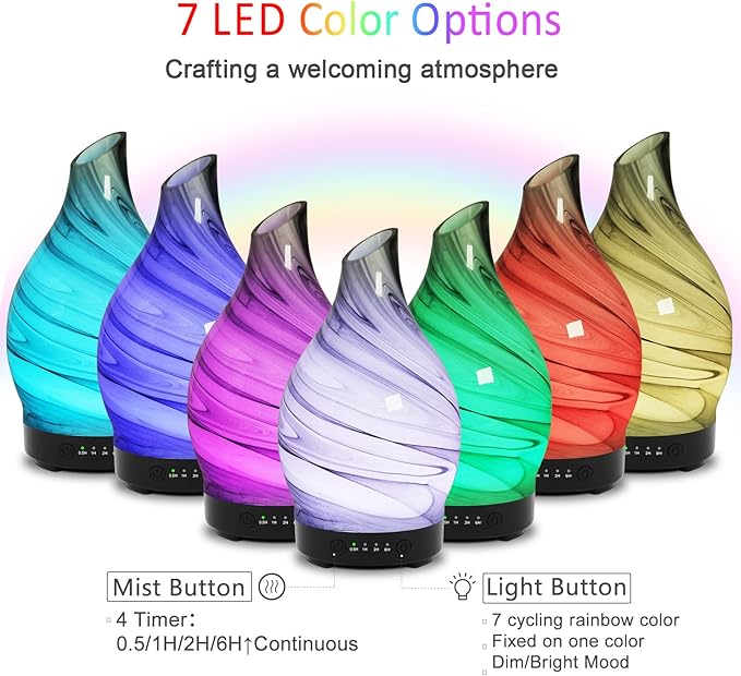 Essential Oil Diffuser 150ML, Glass Aromatherapy Diffuser - Image 2