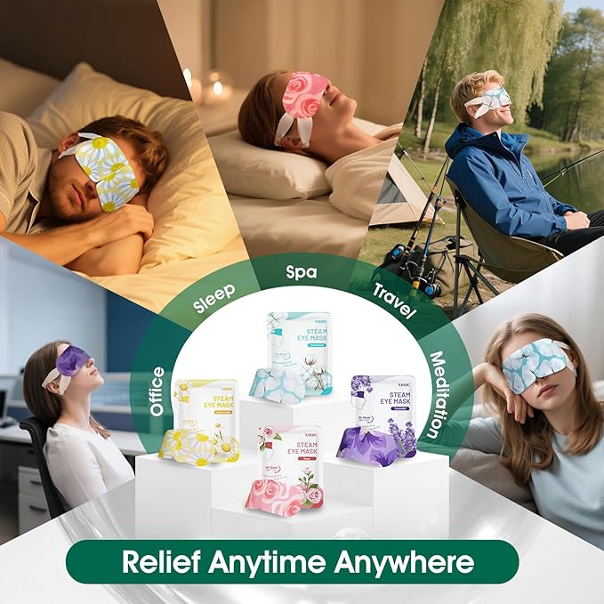 AROIC 60 Pack Steam Eye Masks Disposable, Heated Eye Mask Warm Compress - Image 8