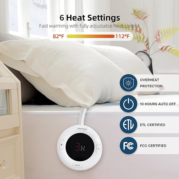 Gotcozy Heated Mattress Pad Califonia King Size Dual Control - Image 5
