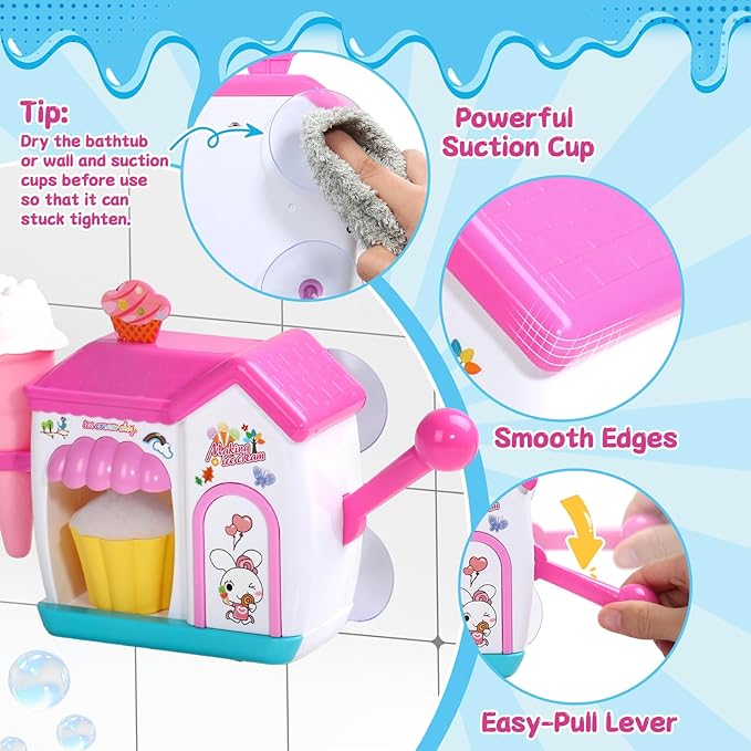 Bath Toys for Kids Ages 4-8 3-5 Toddler Bath Toys Bathtub Ice Cream Foam Maker - Image 3