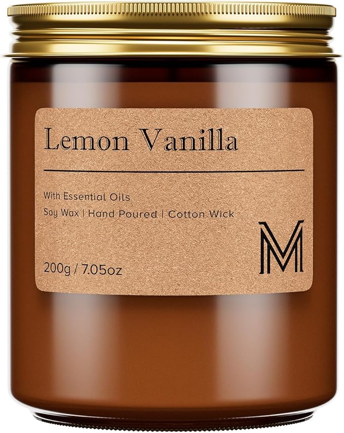 M&SENSE Lemon Vanilla Scented Christmas Candle Gift, Aromatherapy Candle Set by MSENSE