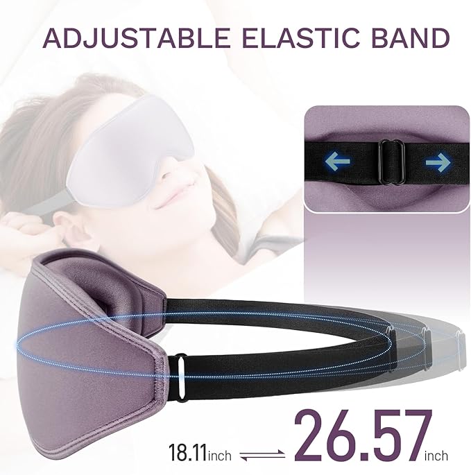 99% Fully Block Out Light Eye Sleep Mask, 3D Deep Contoured Eyes Cover Zero - Image 6