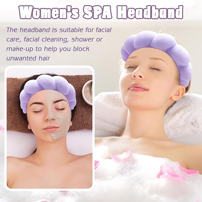 Zkptops Spa Headband for Washing Face Wristband Set Sponge Makeup Skincare - Image 3