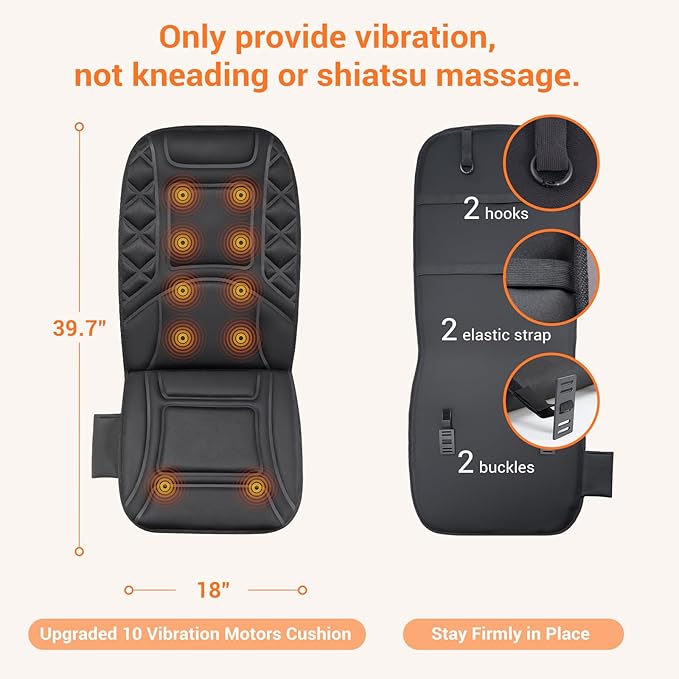 CARSHION 10 Vibrating Massage Nodes Back Massager Chair Pad - Image 5