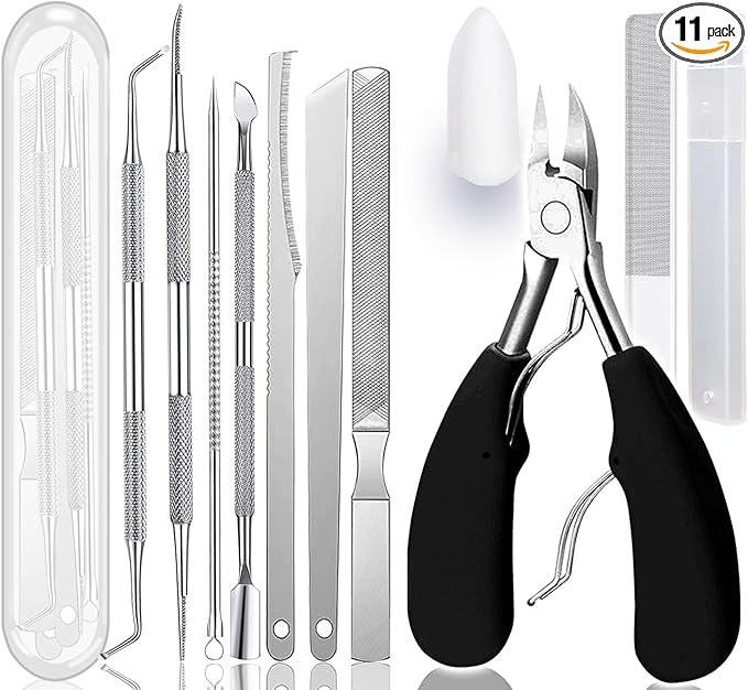 11 Piece Set Ingrown Toenail Pedicure Tool Kit, Stainless Steel Nail Care by Geounzay