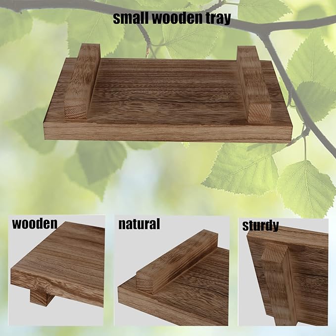 zoocatia Small Wood Tray Pedestal Stand Farmhouse Bathroom Decor Decorative - Image 8
