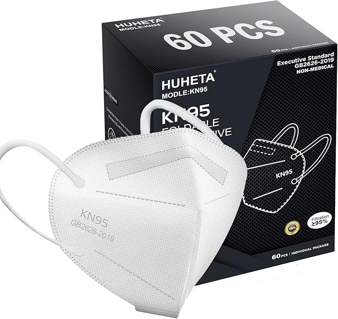 HUHETA KN95 Mask, 5 Ply Protective Dispoasable Masks Filter Efficiency≥95% by HUHETA