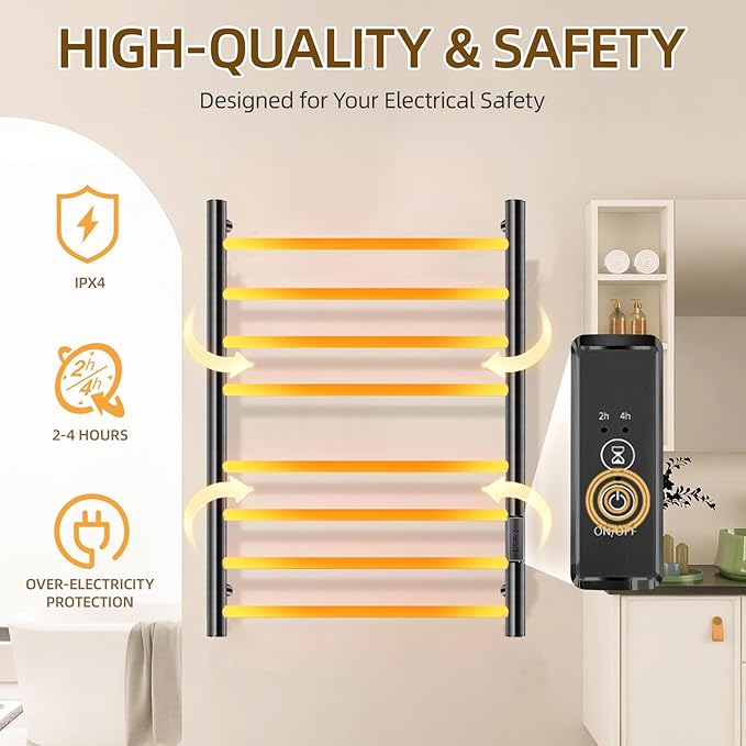 Towel Warmers for Bathroom, Electric Heated Towel Rack Wall Mounted, Hot - Image 2