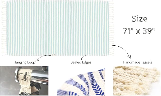 Bazaar Anatolia Turkish Beach Towel – 100% Cotton, Quick Dry, Sand Free Towel - Image 3