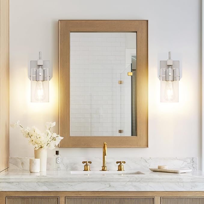 SOLFART 1 Light Vintage Vanity Light Brushed Nickel Bathroom Light Fixture Over - Image 2