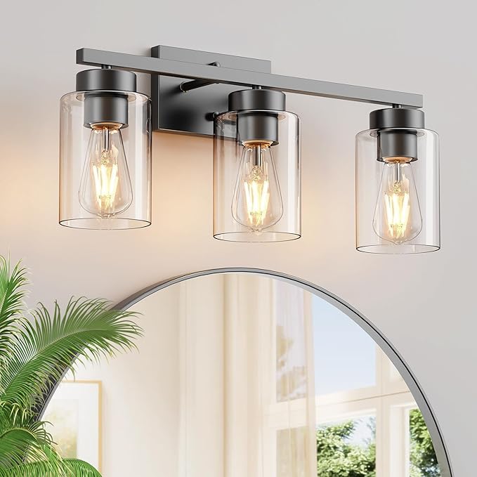 PARTPHONER 3-Light Bathroom Light Fixtures, Matte Black Vanity Light - Image 9
