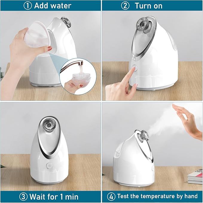 NewWay Nano Ionic Facial Steamer, Adjustable Nozzle Angle Aromatherapy Warm - Image 4