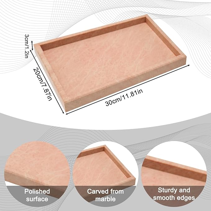 Pure Natural Marble Tray for Bathroom, Sink. Cosmetics, toiletries, etc. can be - Image 2