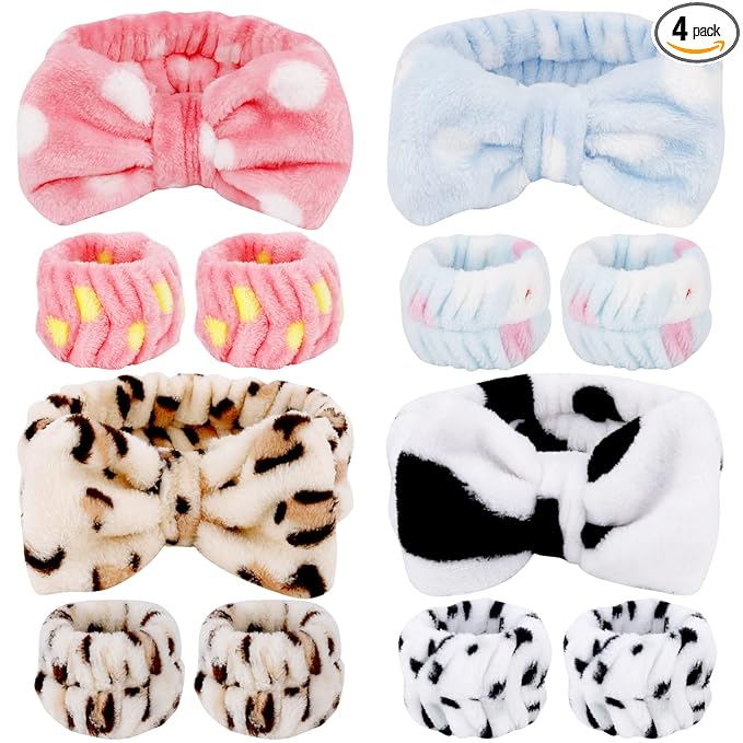 12PCS SPA Headband and Wristband Set Super Cute Soft Microfiber Makeup Headband by Tihebax