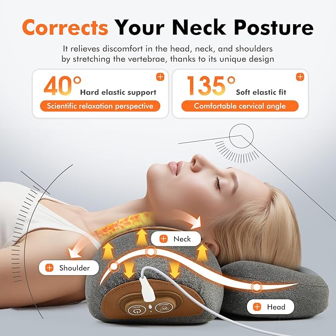 Gifts for Family, 3-in-1 Electric Neck Massager Pillow for Bed - Image 3